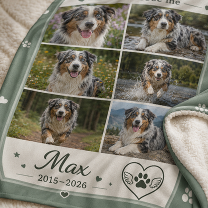 Custom Photo Dog Memories Blanket | Personalized Dog Lovers Gifts | Gift For Dog Lovers TOM99
