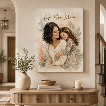 Custom Photo Love You Mom Canvas Wall Art - Custom Gift For Mom TOM99