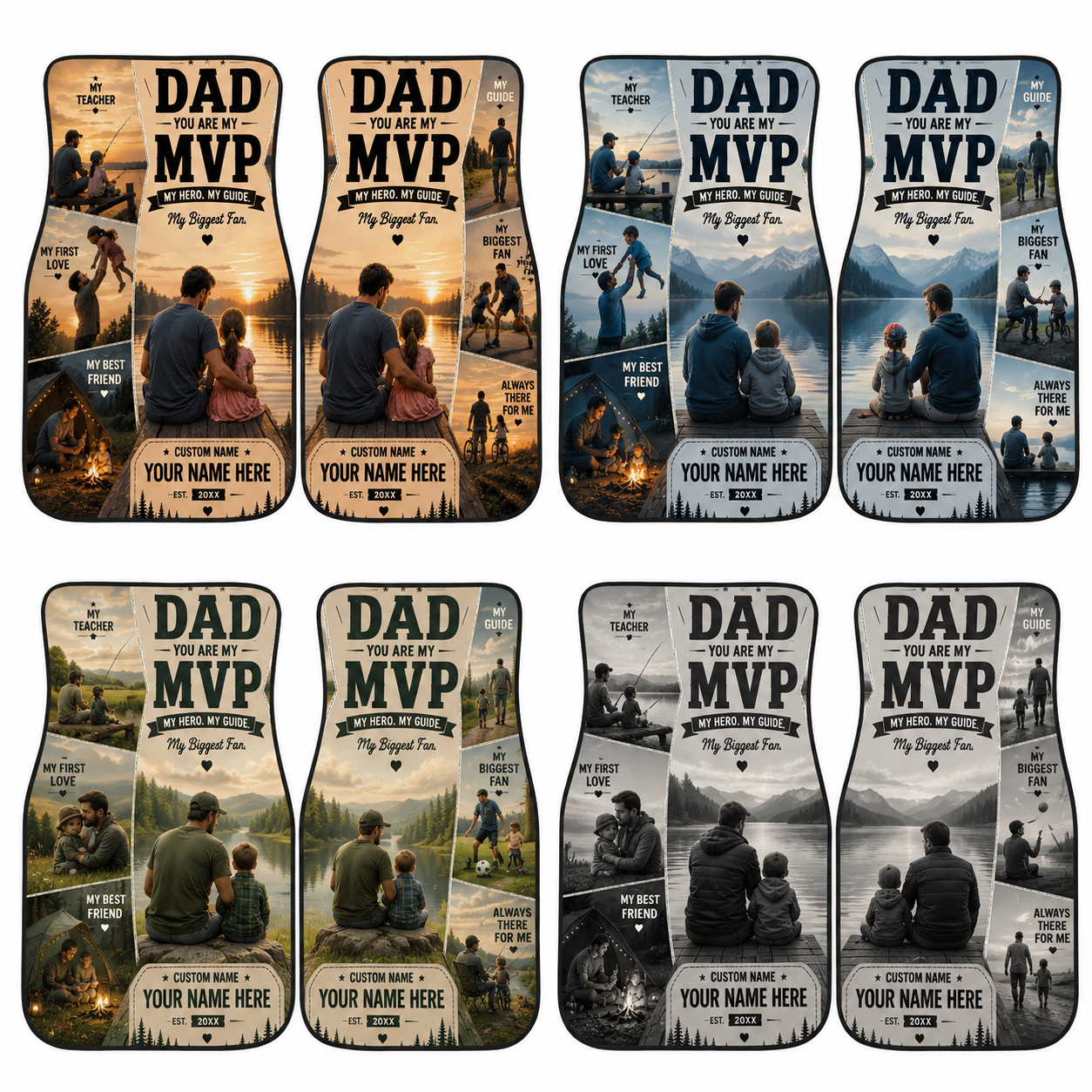 Personalized Dad I Love You Flannel Car Floor Mats, Custom Dad Floor Mats, Gift For Dad TOM99