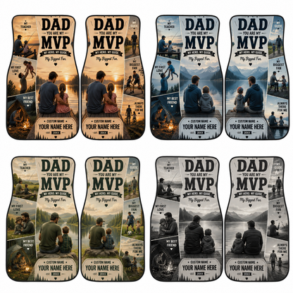 Personalized Dad I Love You Flannel Car Floor Mats, Custom Dad Floor Mats, Gift For Dad TOM99
