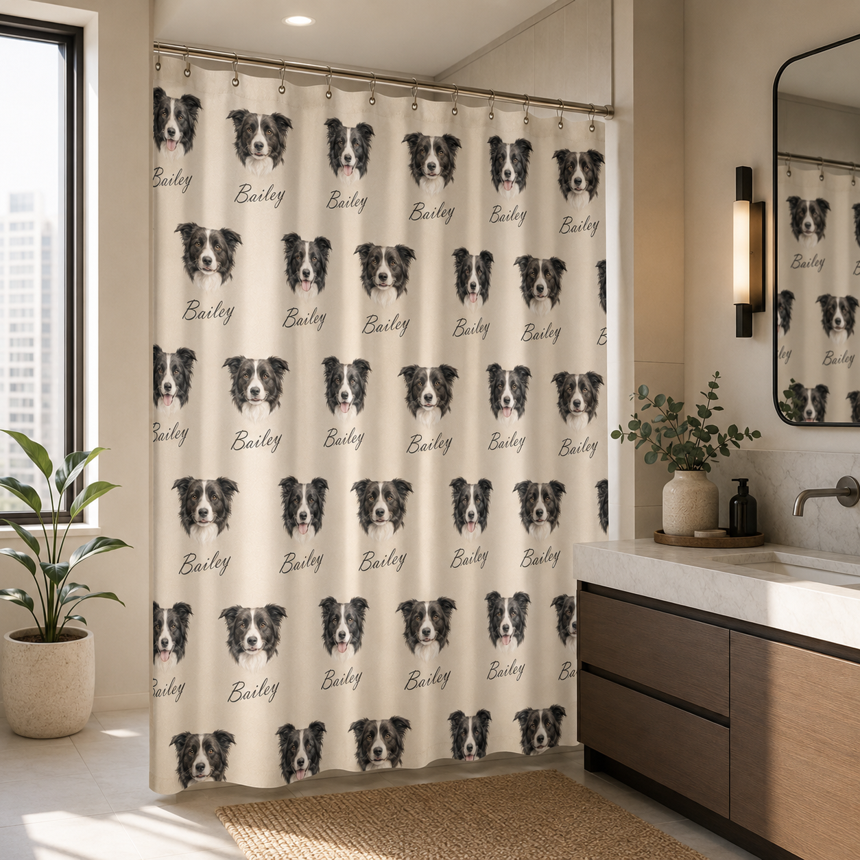 Custom Photo Dog Shower Curtain | Gift For Dog Lovers