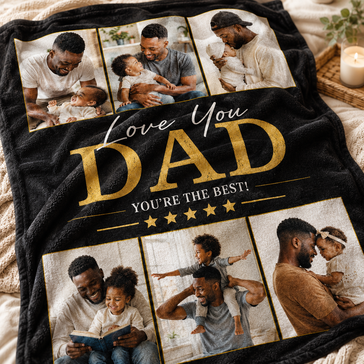 Custom Photo Love You Dad Blanket, Personalized Dad Gifts | Gift For Dad TOM99