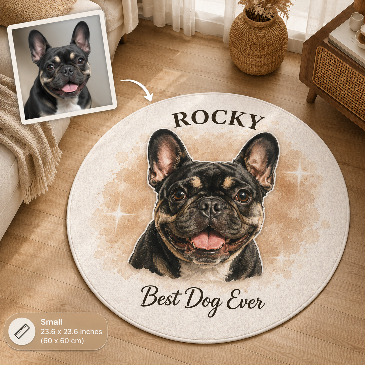 Custom Photo Best Dog Ever Round Carpet | Photo Pet Round Rug | Gift For Dog Lovers