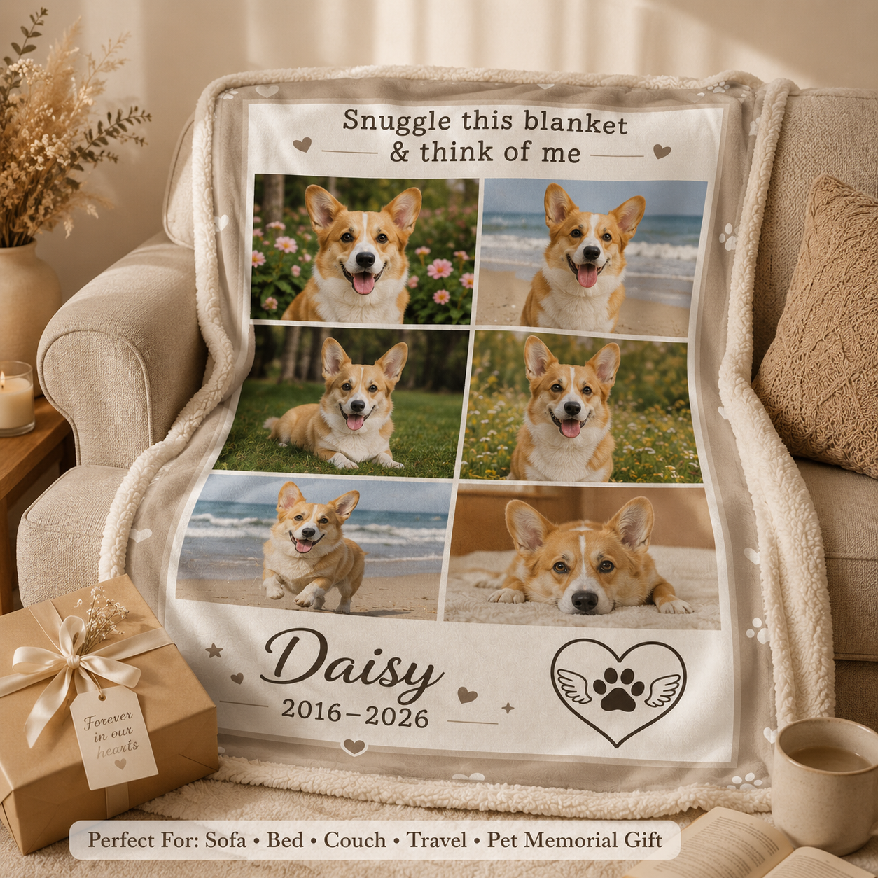 Custom Photo Dog Memories Blanket | Personalized Dog Lovers Gifts | Gift For Dog Lovers TOM99