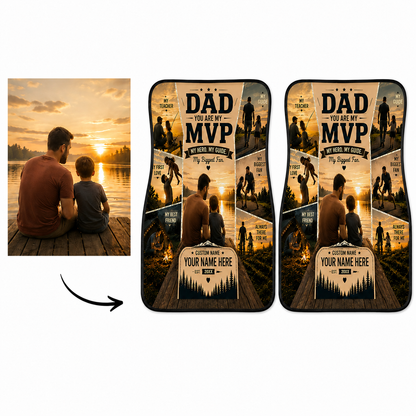 Personalized Dad I Love You Flannel Car Floor Mats, Custom Dad Floor Mats, Gift For Dad TOM99