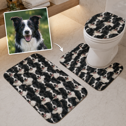 Custom Photo Dog Face 3pcs Bathroom Rug Set | Gift For Dog Lovers | Pet Photo Gifts