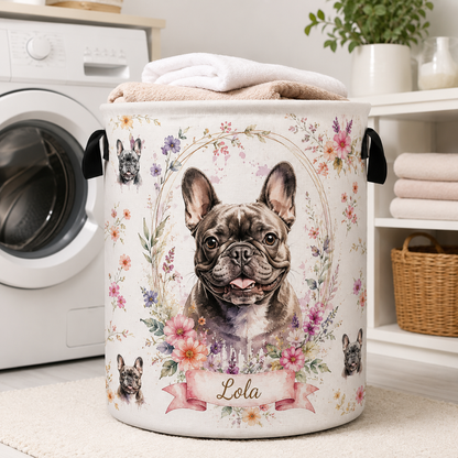 Custom Photo Dog Laundry Basket | Gift For Dog Lovers | Dog Bathroom Decor