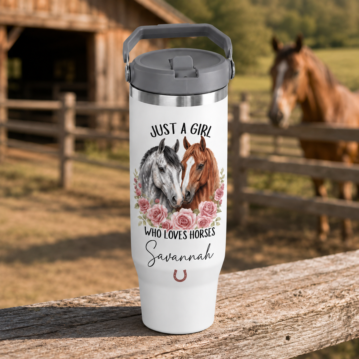 Custom Just A Girl Horse 30oz Tumbler | Gift For Horse Lovers | Pet Lover Gifts TOM99