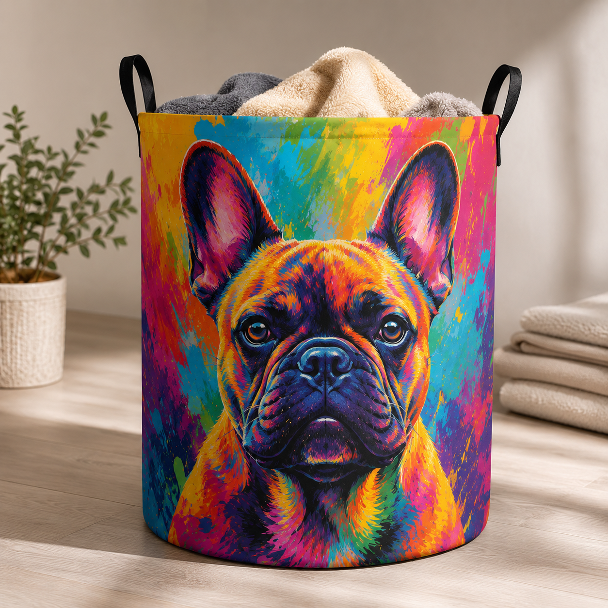 Custom Photo Dog Laundry Basket | Gift For Dog Lovers | Dog Bathroom Decor