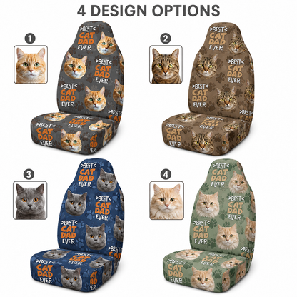 Personalized Cat Dad Car Portrait Car Seat Cover, Custom Dad Seat Protector, Gift For Dad TOM99
