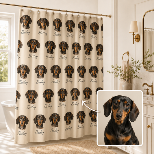 Custom Photo Dog Shower Curtain | Gift For Dog Lovers