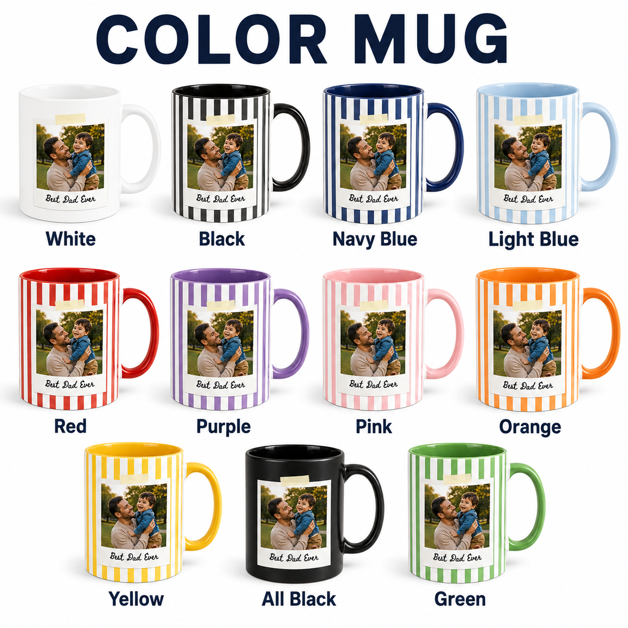 Custom Photo Best Dad Ever Mug, Personalized Mug Mug For Husband Dad Grandfather TOM99