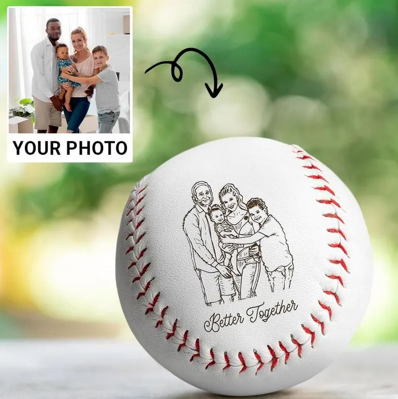 Personalized Family Photo Better Together | Custom Photo Engraved Baseball | Best Gift For Family