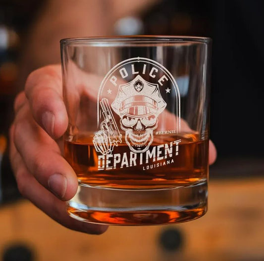 Personalized Police Engraved Whiskey Glass | Police Officer Gifts | Gifts For Police