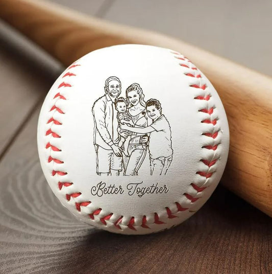 Personalized Family Photo Better Together | Custom Photo Engraved Baseball | Best Gift For Family