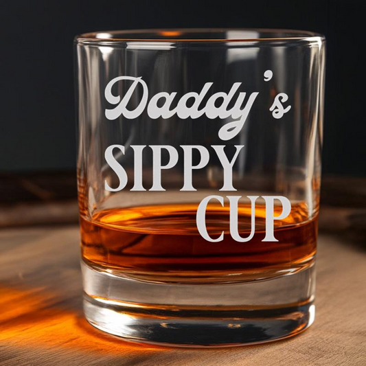 Personalized Daddy's Sippy Cup Whiskey Glass | Gift For Dad | Father's Day Gift | Engraved Whiskey Glass