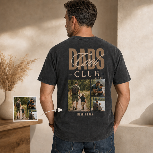 Custom Dad Club Photo Wash T-Shirt, Personalized Dad Gifts | Gift For Dad TOM99