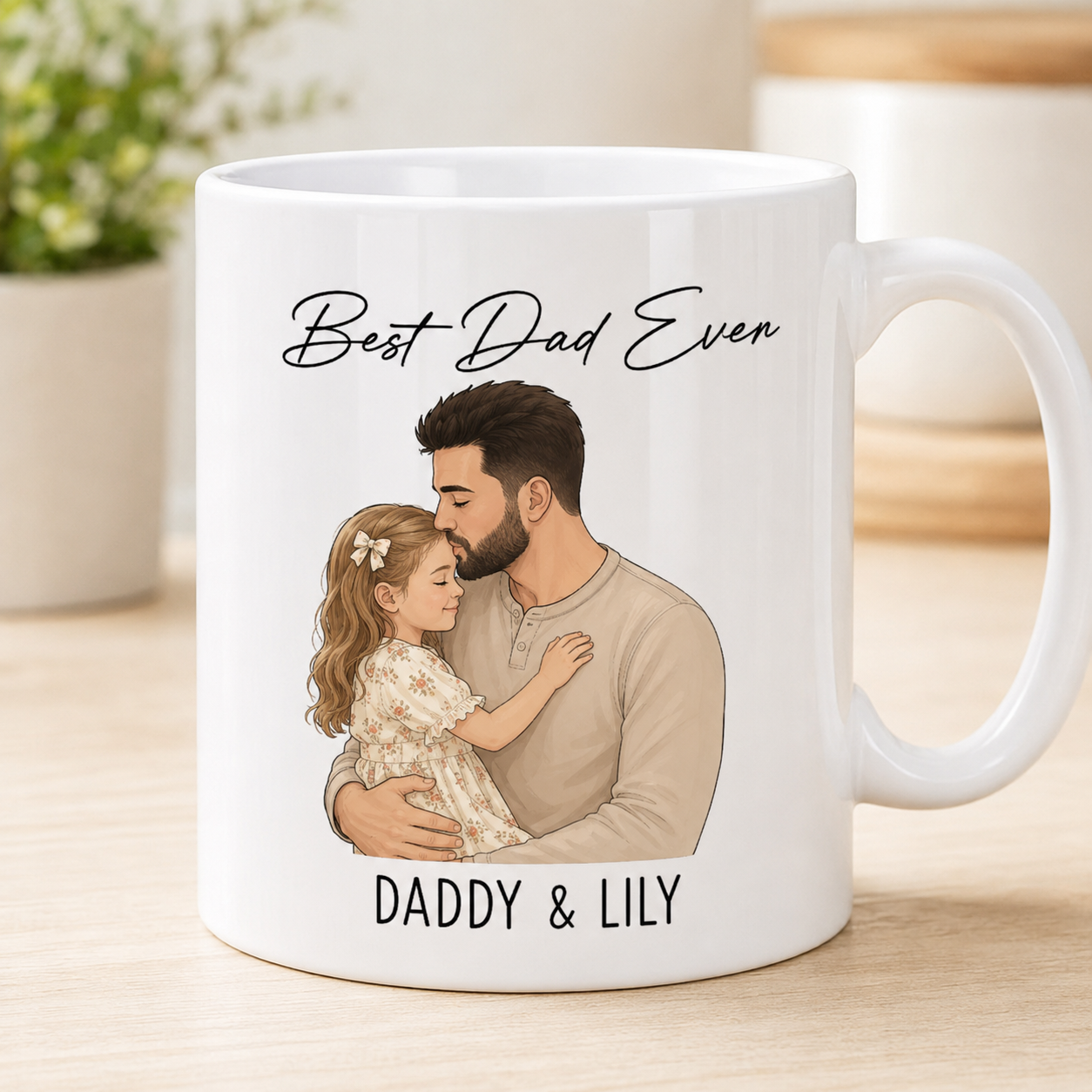 Custom Photo Best Dad Ever Mug, Personalized Mug Mug For Husband Dad Grandfather TOM99