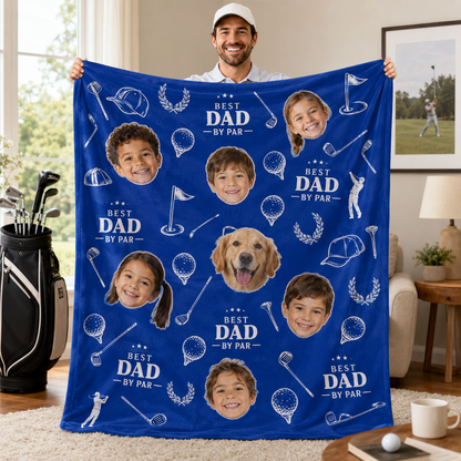 Custom Photo Dog Dad Blanket, Personalized Dad Gifts | Gift For Dad TOM99