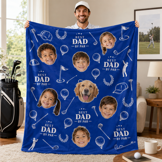 Custom Photo Dog Dad Blanket, Personalized Dad Gifts | Gift For Dad TOM99