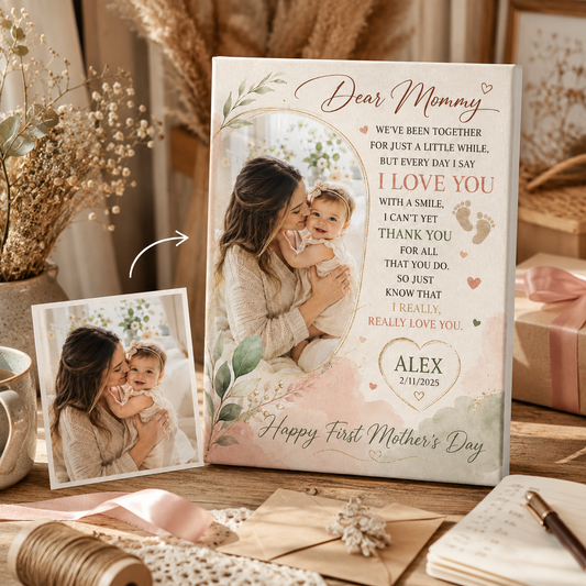 Custom Photo Dear Mommy Canvas Wall Art - Custom Gift For Mom TOM99