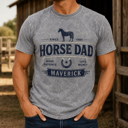 Custom Photo Horse Dad Wash T-Shirt | Personalized Horse Lover Shirt | Gift For Horse Lovers TOM99