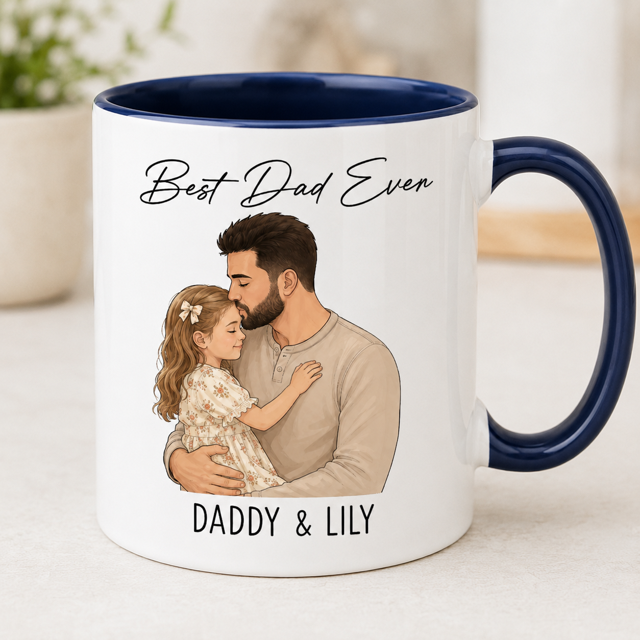 Custom Photo Best Dad Ever Mug, Personalized Mug Mug For Husband Dad Grandfather TOM99