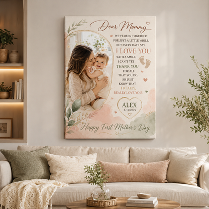 Custom Photo Dear Mommy Canvas Wall Art - Custom Gift For Mom TOM99