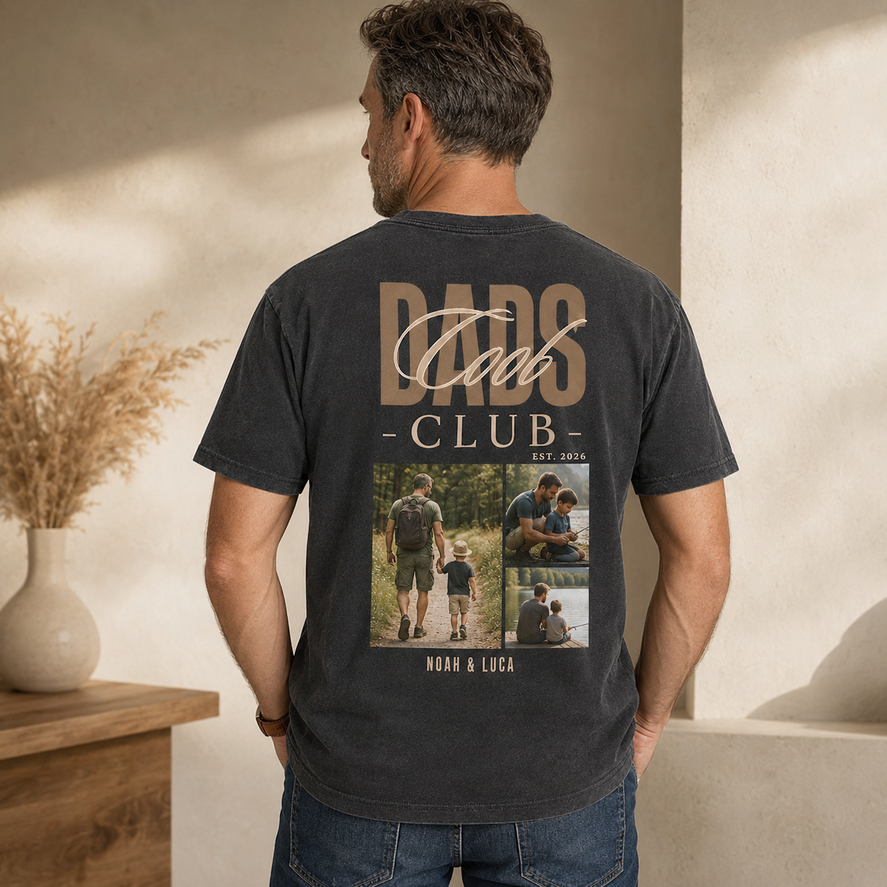 Custom Dad Club Photo Wash T-Shirt, Personalized Dad Gifts | Gift For Dad TOM99