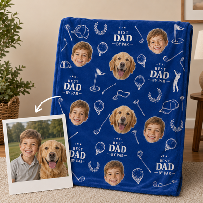Custom Photo Dog Dad Blanket, Personalized Dad Gifts | Gift For Dad TOM99