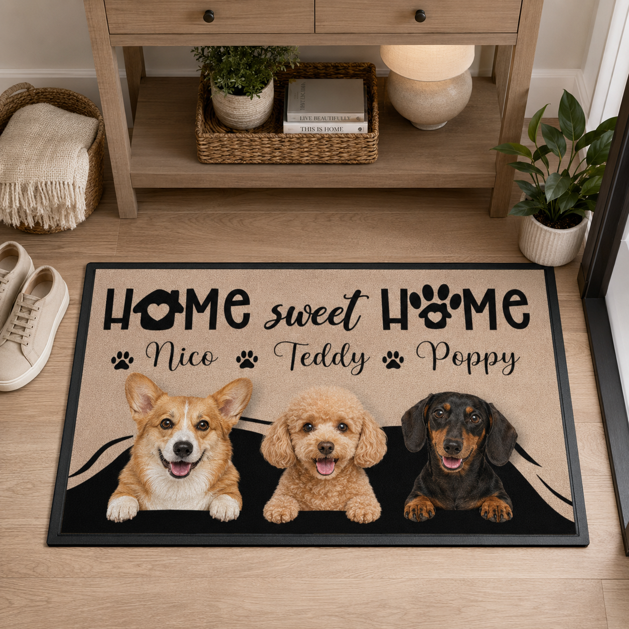 Custom Photo Home Sweet Home Dog Doormat | Photo Pet Doormat | Gift For Dog Lovers