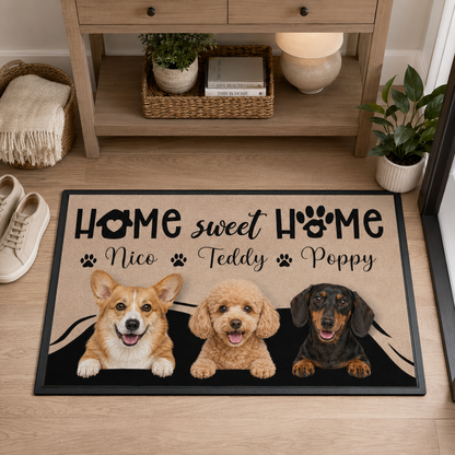 Custom Photo Home Sweet Home Dog Doormat | Photo Pet Doormat | Gift For Dog Lovers