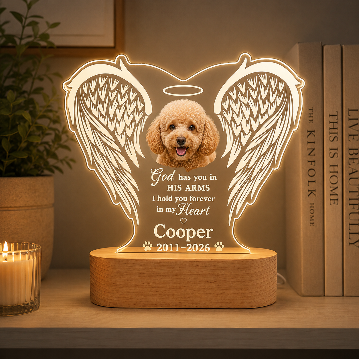 Custom Photo Dog In My Heart Wooden LED Light | Personalized Dog Photo LED Night Light | Pet Loss Sympathy Gift TOM99