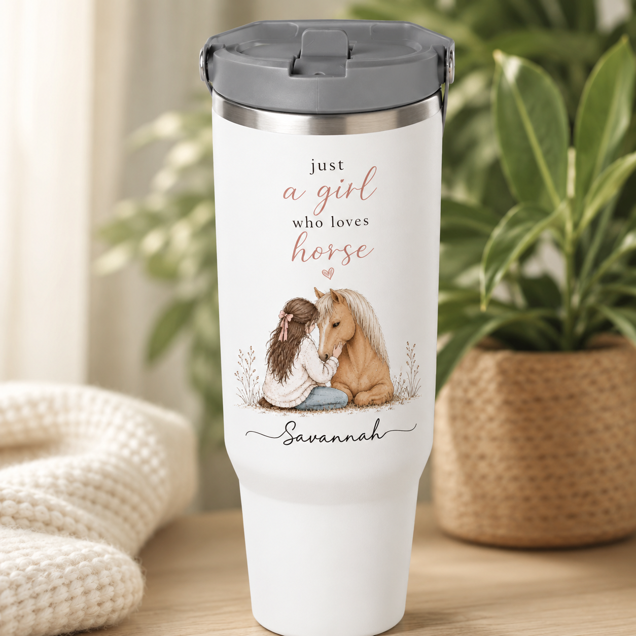 Custom Photo Just A Girl Who Loves Horse 30oz Tumbler | Gift For Horse Lovers | Pet Lover Gifts TOM99