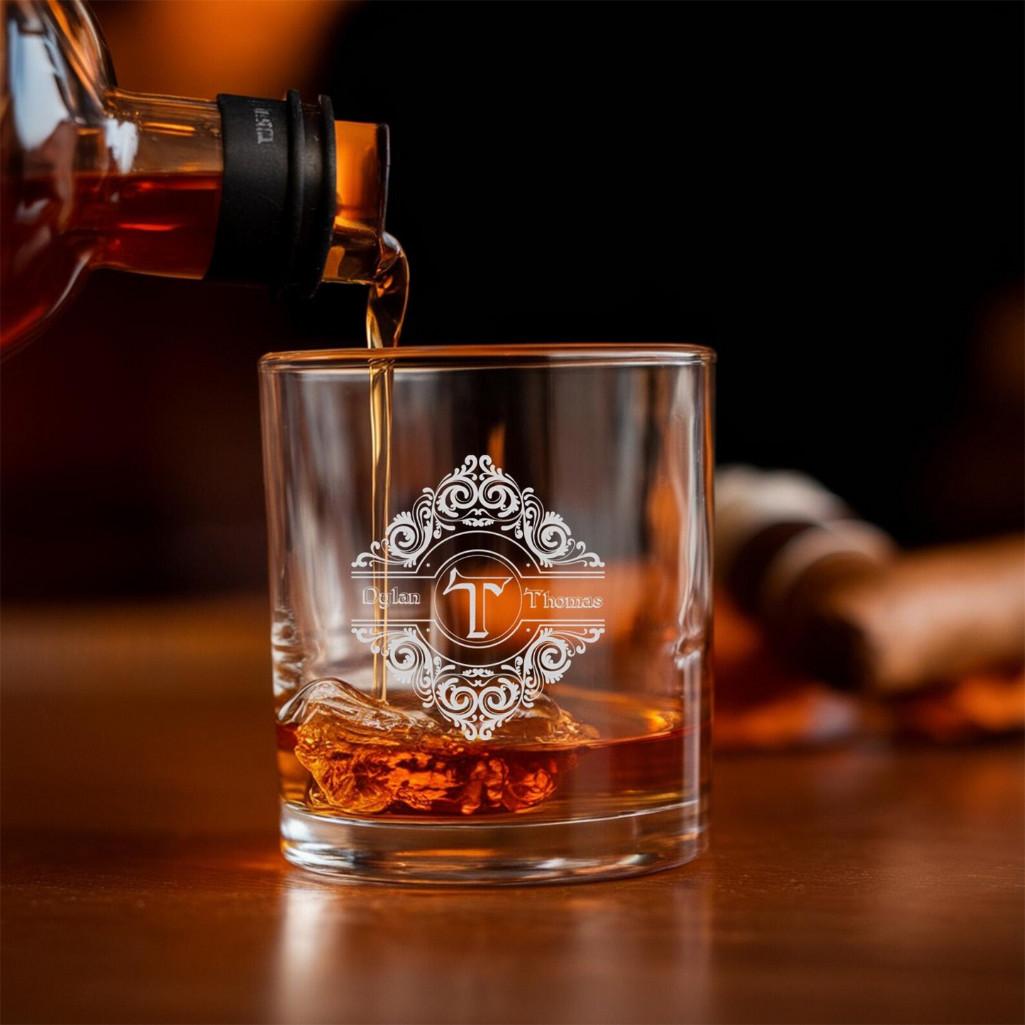Custom Name Whiskey Glass And Decanter Set