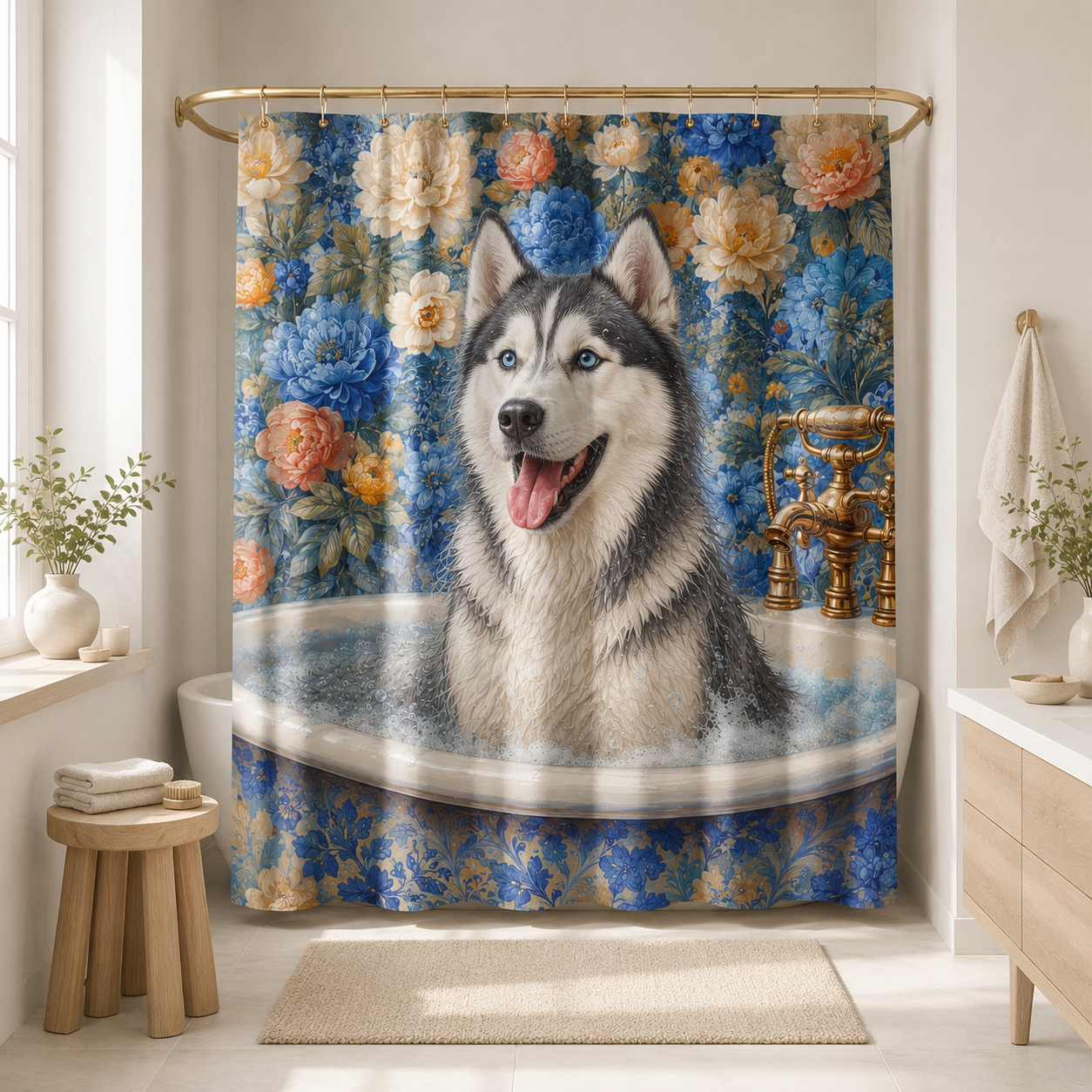 Custom Photo Dog Shower Curtain | Gift For Dog Lovers
