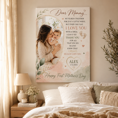 Custom Photo Dear Mommy Canvas Wall Art - Custom Gift For Mom TOM99