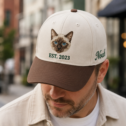 Custom Photo Cat Embroidered Hat | Gift For Cat Lovers Pa99