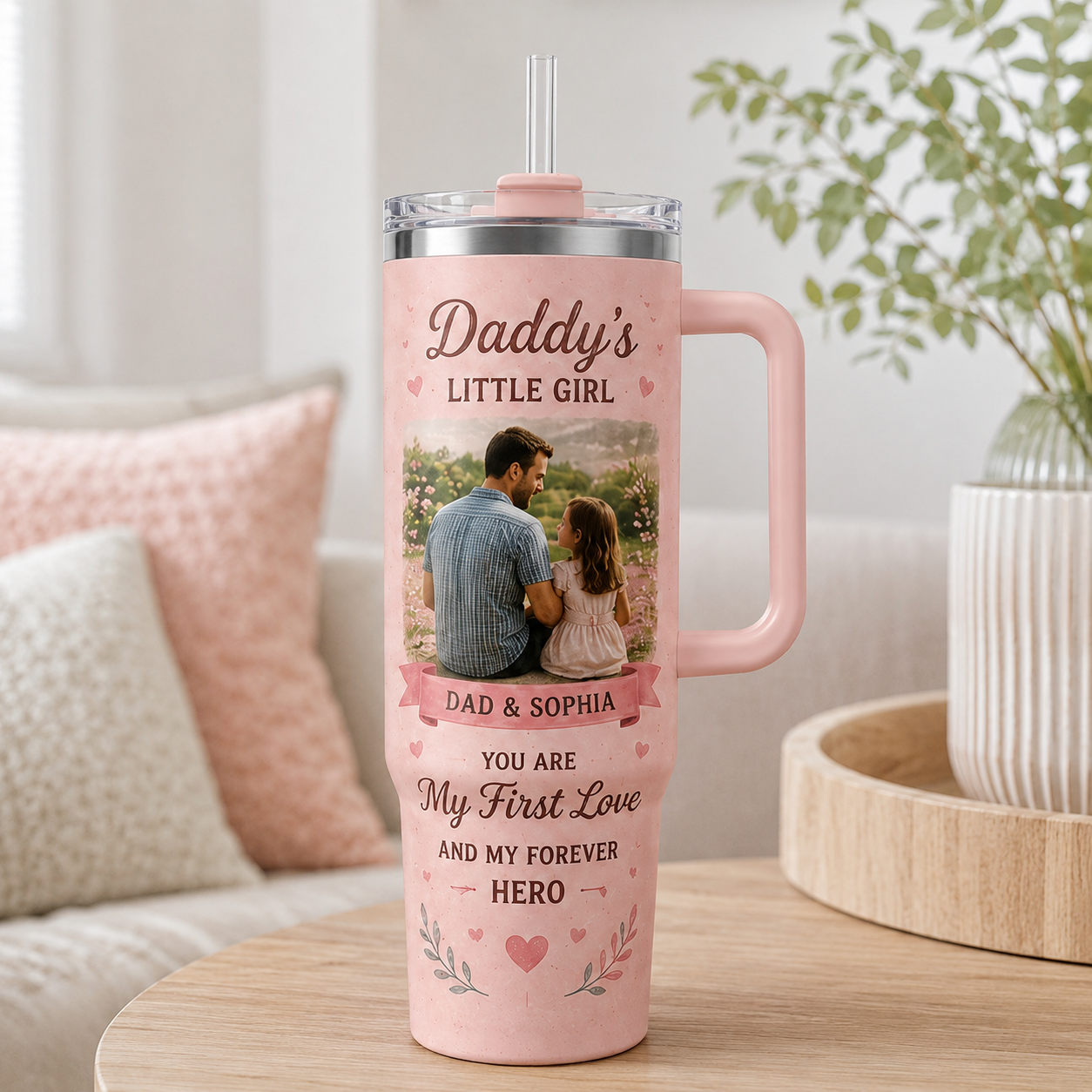 Custom Photo Dad Hero 40oz Tumbler, Personalized Dad Tumbler, Father’s Day Gift TOM99