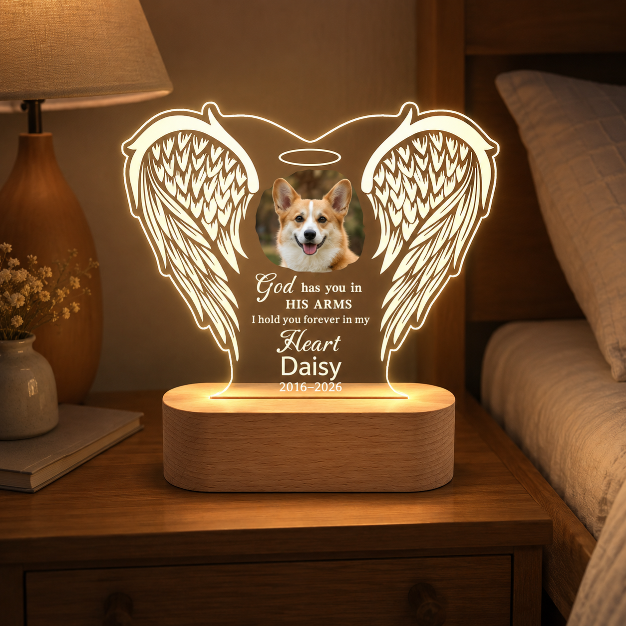 Custom Photo Dog In My Heart Wooden LED Light | Personalized Dog Photo LED Night Light | Pet Loss Sympathy Gift TOM99