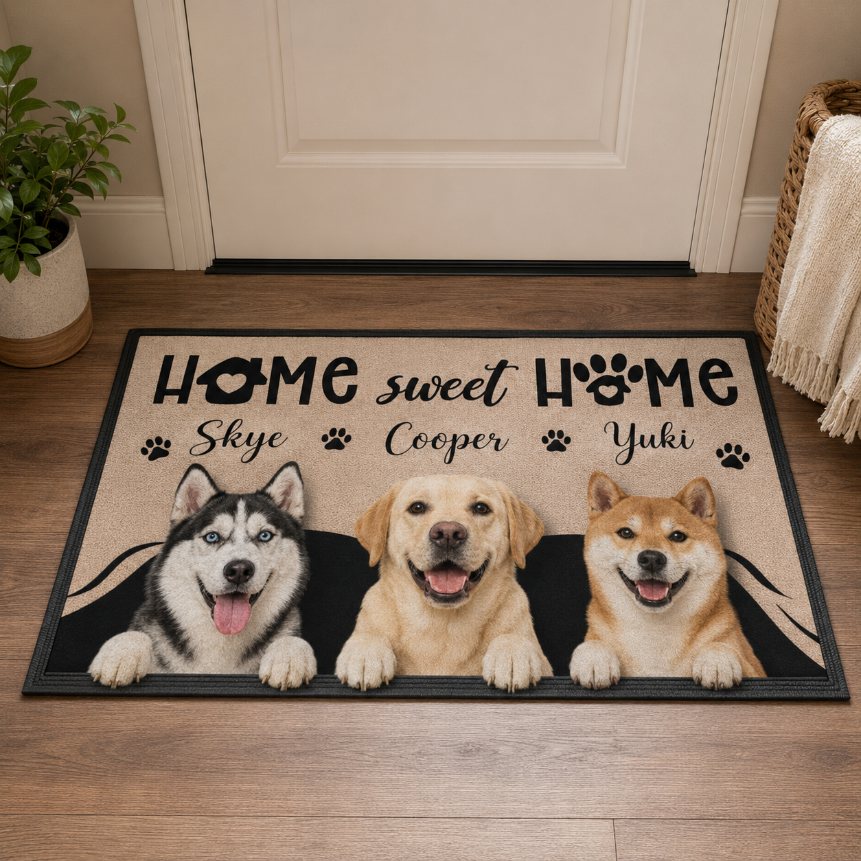 Custom Photo Home Sweet Home Dog Doormat | Photo Pet Doormat | Gift For Dog Lovers