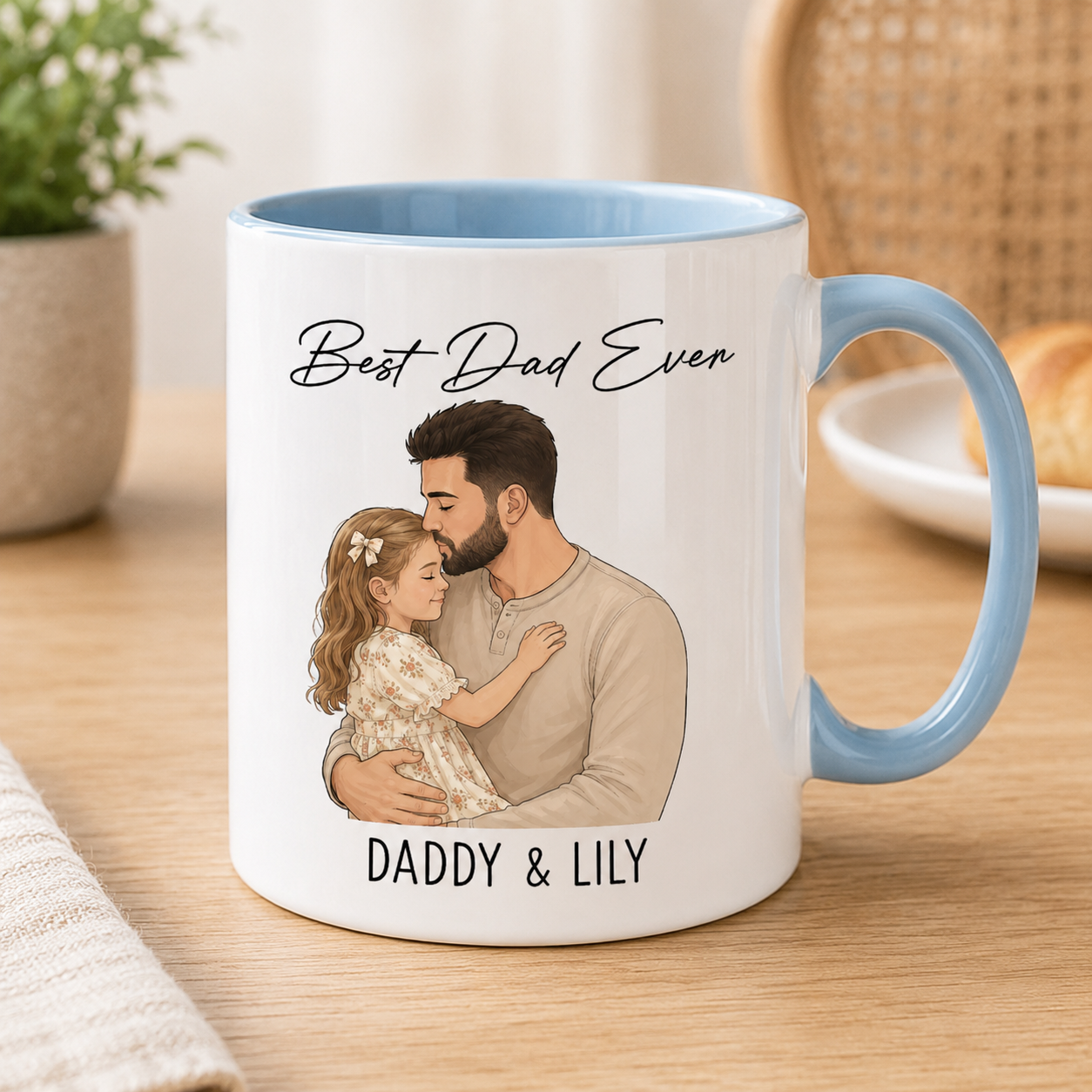 Custom Photo Best Dad Ever Mug, Personalized Mug Mug For Husband Dad Grandfather TOM99