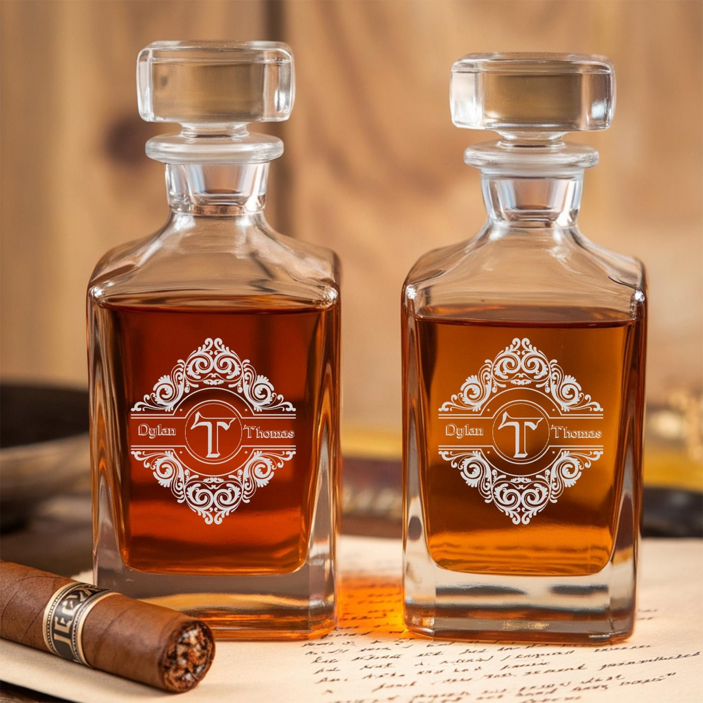 Custom Name Whiskey Glass And Decanter Set