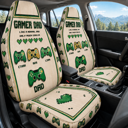 Personalized Game Dad Portrait Car Seat Cover, Custom Dad Seat Protector, Gift For Dad TOM99
