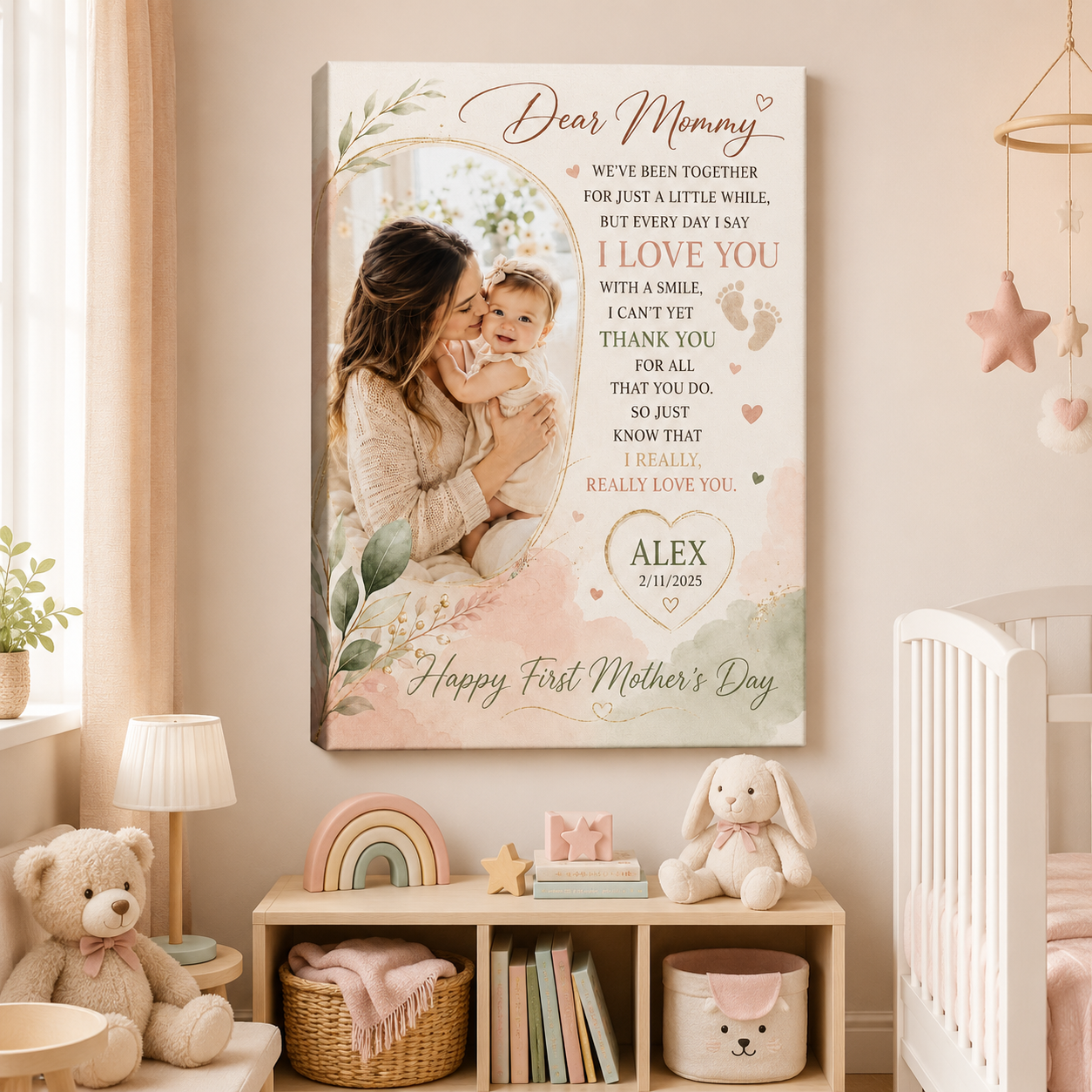 Custom Photo Dear Mommy Canvas Wall Art - Custom Gift For Mom TOM99