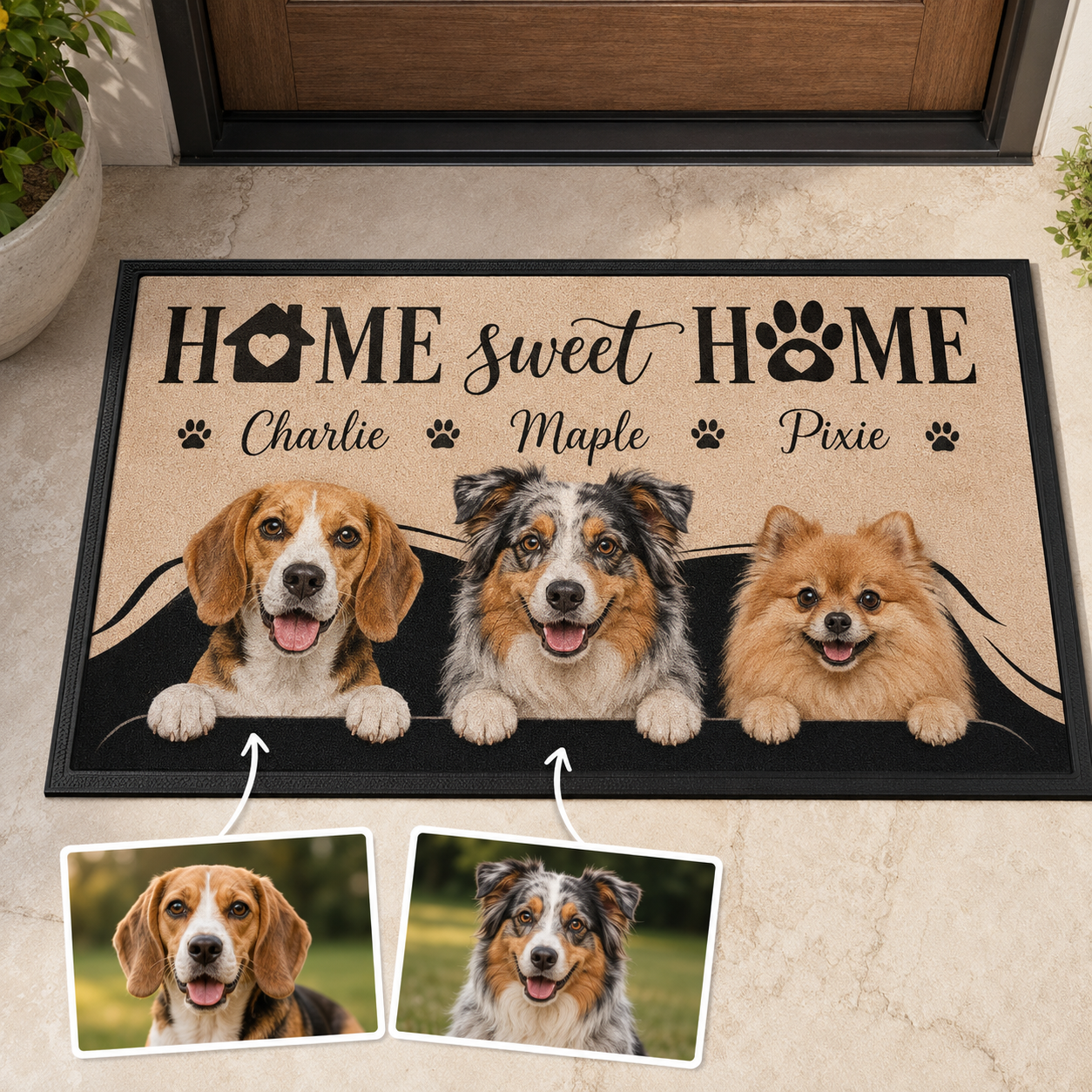 Custom Photo Home Sweet Home Dog Doormat | Photo Pet Doormat | Gift For Dog Lovers