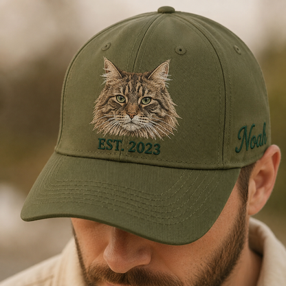 Custom Photo Cat Embroidered Hat | Gift For Cat Lovers Pa99