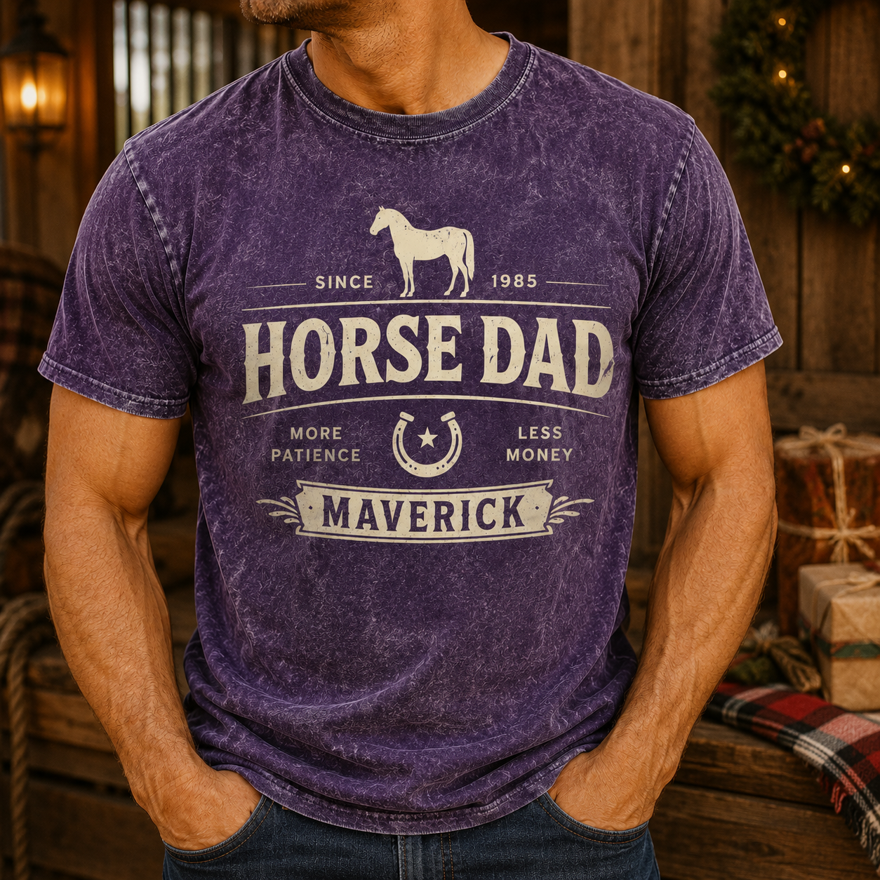 Custom Photo Horse Dad Wash T-Shirt | Personalized Horse Lover Shirt | Gift For Horse Lovers TOM99