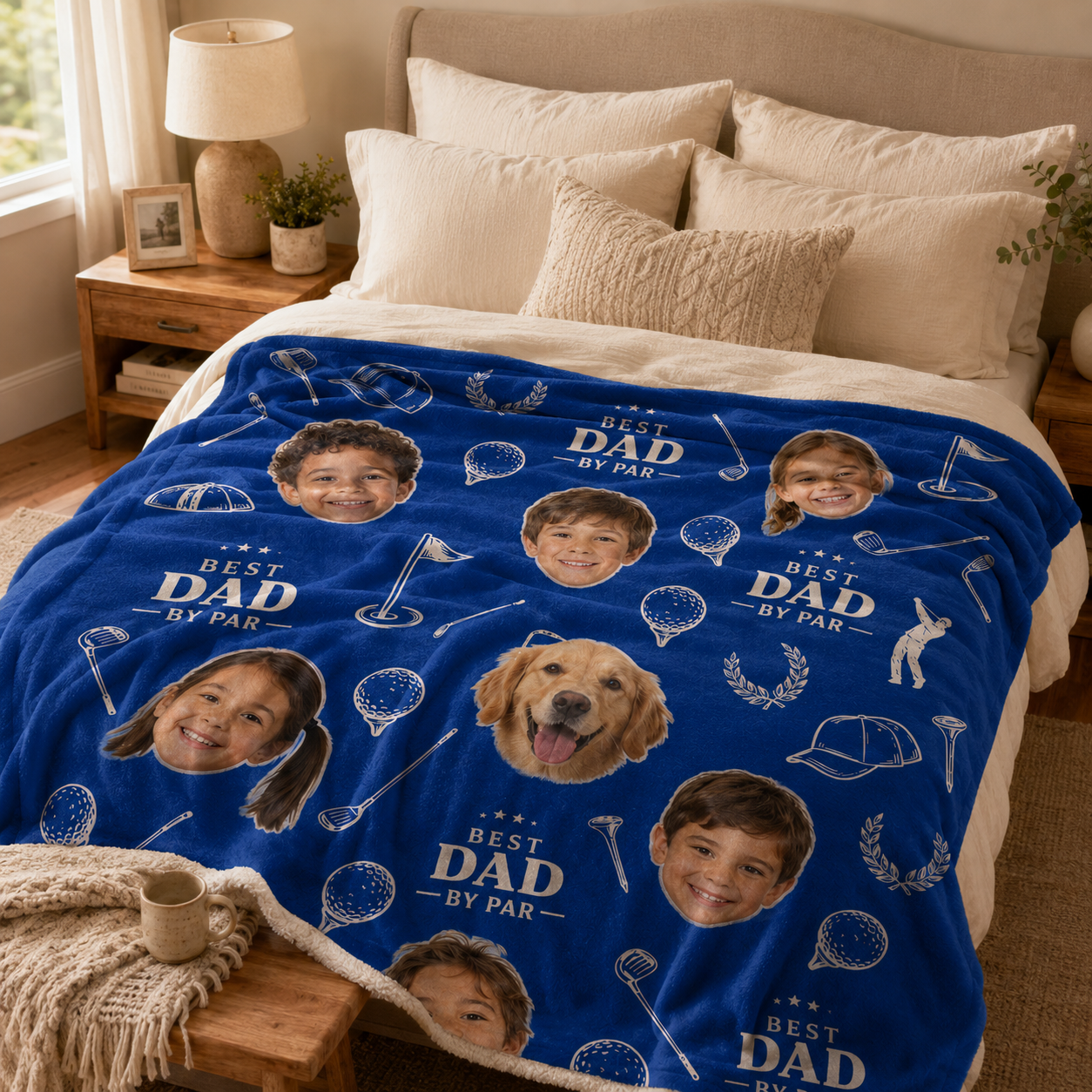 Custom Photo Dog Dad Blanket, Personalized Dad Gifts | Gift For Dad TOM99