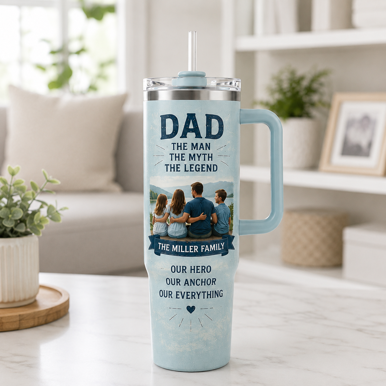 Custom Photo Dad Hero 40oz Tumbler, Personalized Dad Tumbler, Father’s Day Gift TOM99